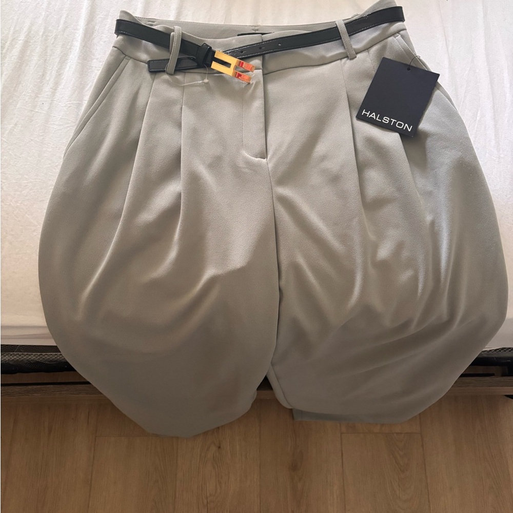 Halston Heritage Gray Pleated Women's Trousers